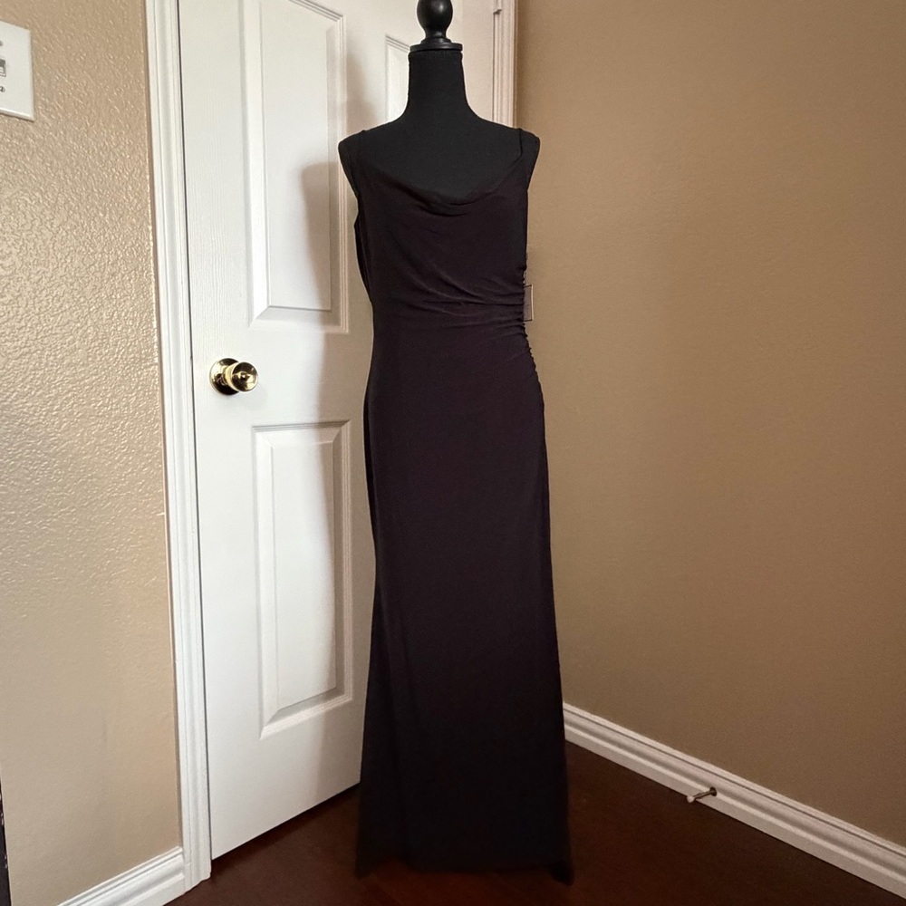 NWT Laundry By Shelli Segal Black Sleeveless Cowl Maxi Dress